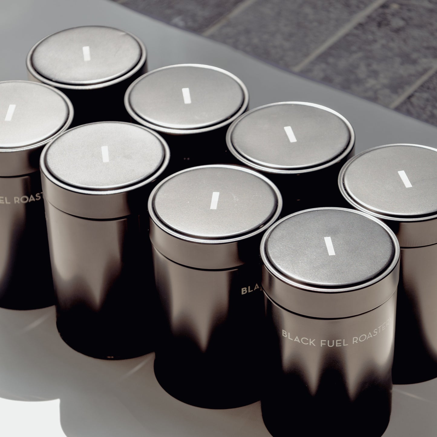Set of black tins Black Fuel coffee