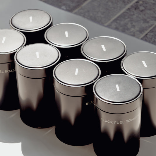 Set of black tins Black Fuel coffee