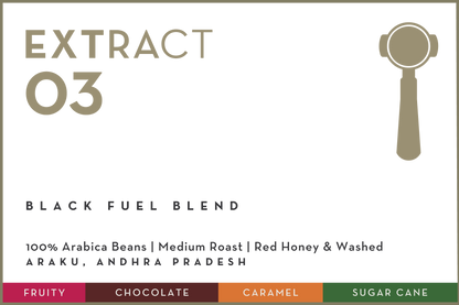 Black Fuel espresso blend honey and washed processed coffee beans"